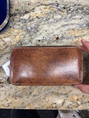 Patricia Nash brown Leather Zip-Around Travel Wallet - Map Print